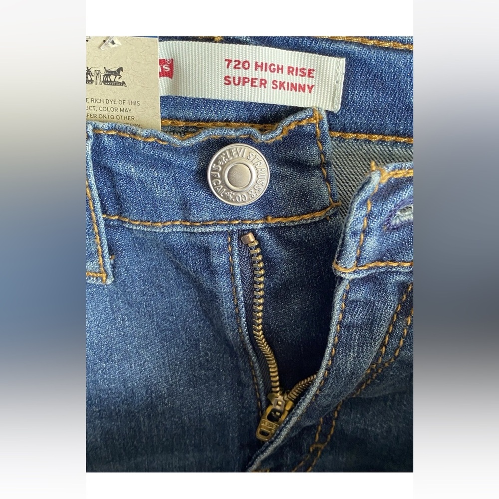 New Levi’s 720 High-Rise Super Skinny Stretch Girls Size 7 Regular - Picture 8 of 13